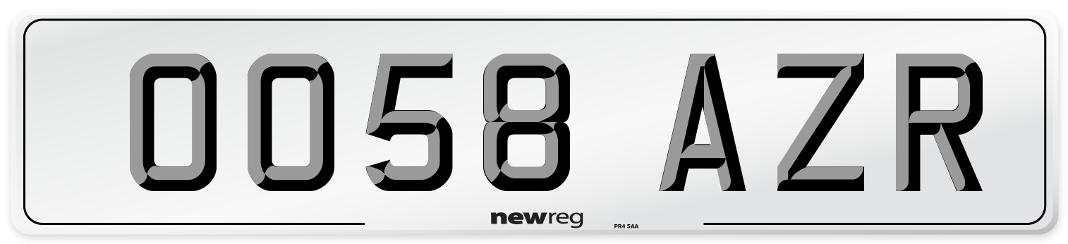 OO58 AZR Number Plate from New Reg